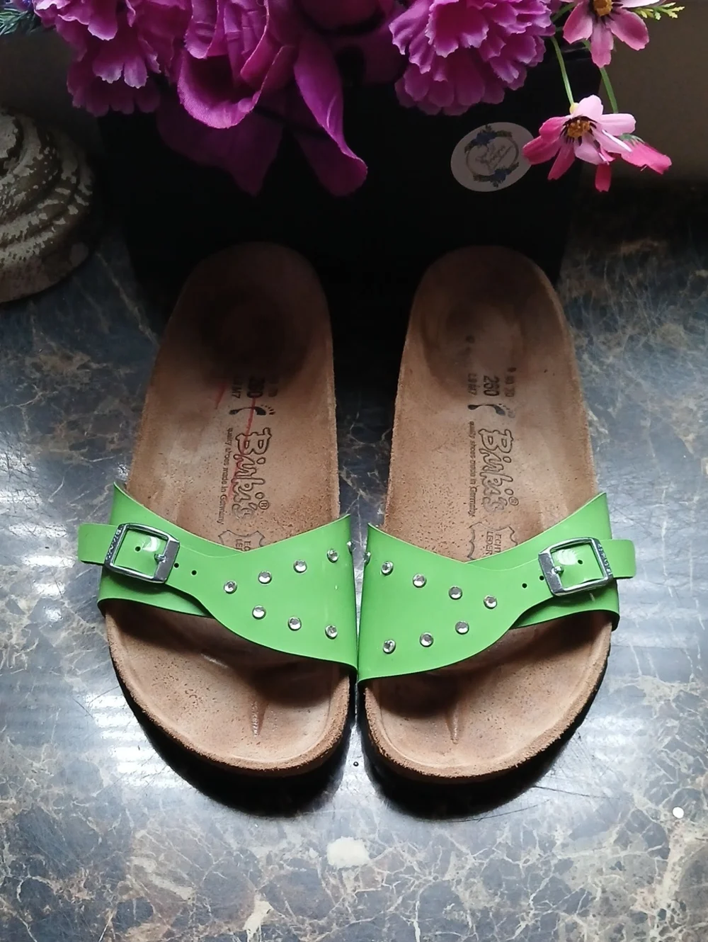 Birkenstock Birki's Patent Leather/Rhinestones Comfort Sandals 40 EU Women